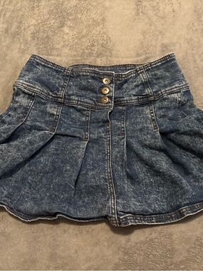 No Boundaries Washed Blue Denim Skirt